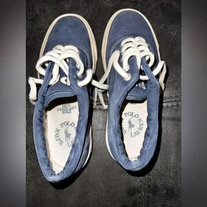 Vtg Polo Ralph Lauren Kids Size 5Y Boat Shoes Lace Up Sneakers Denim Look
